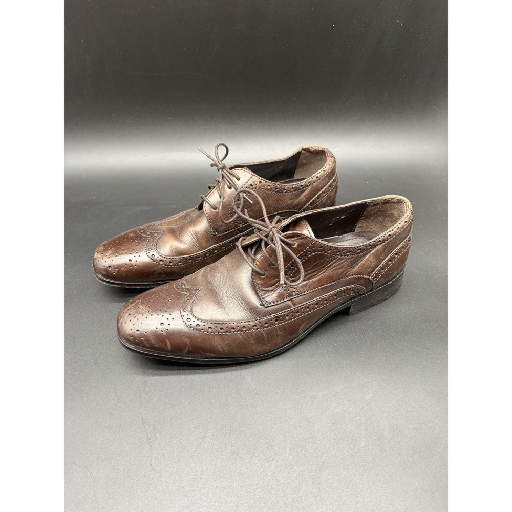 Bostonian Brown Leather Wingtip Oxford Dress Shoes Mens 9W Vintage - Picture 2 of 15